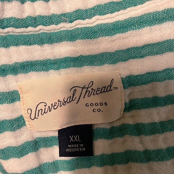 Striped Green and White Cotton Fabric Beach Cover Up - Picture 5 of 5